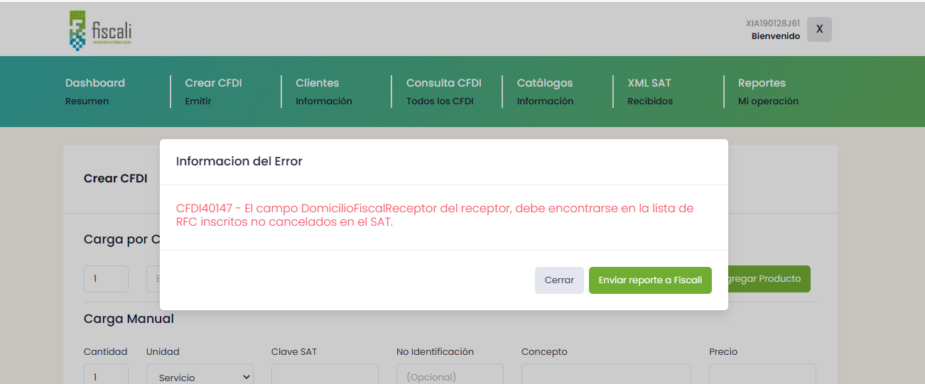 El campo DomicilioFiscalReceptor del receptor, debe pertenecer al nombre asociado al RFC